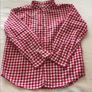 Red checked woven shirt